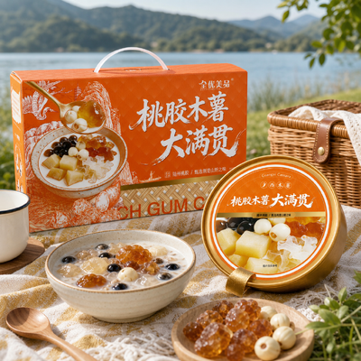 良い値段 ピーチガム タピオカ ビッグボウル デザート 低砂糖 天然コラーゲン 即食 健康的なスナック オンライン